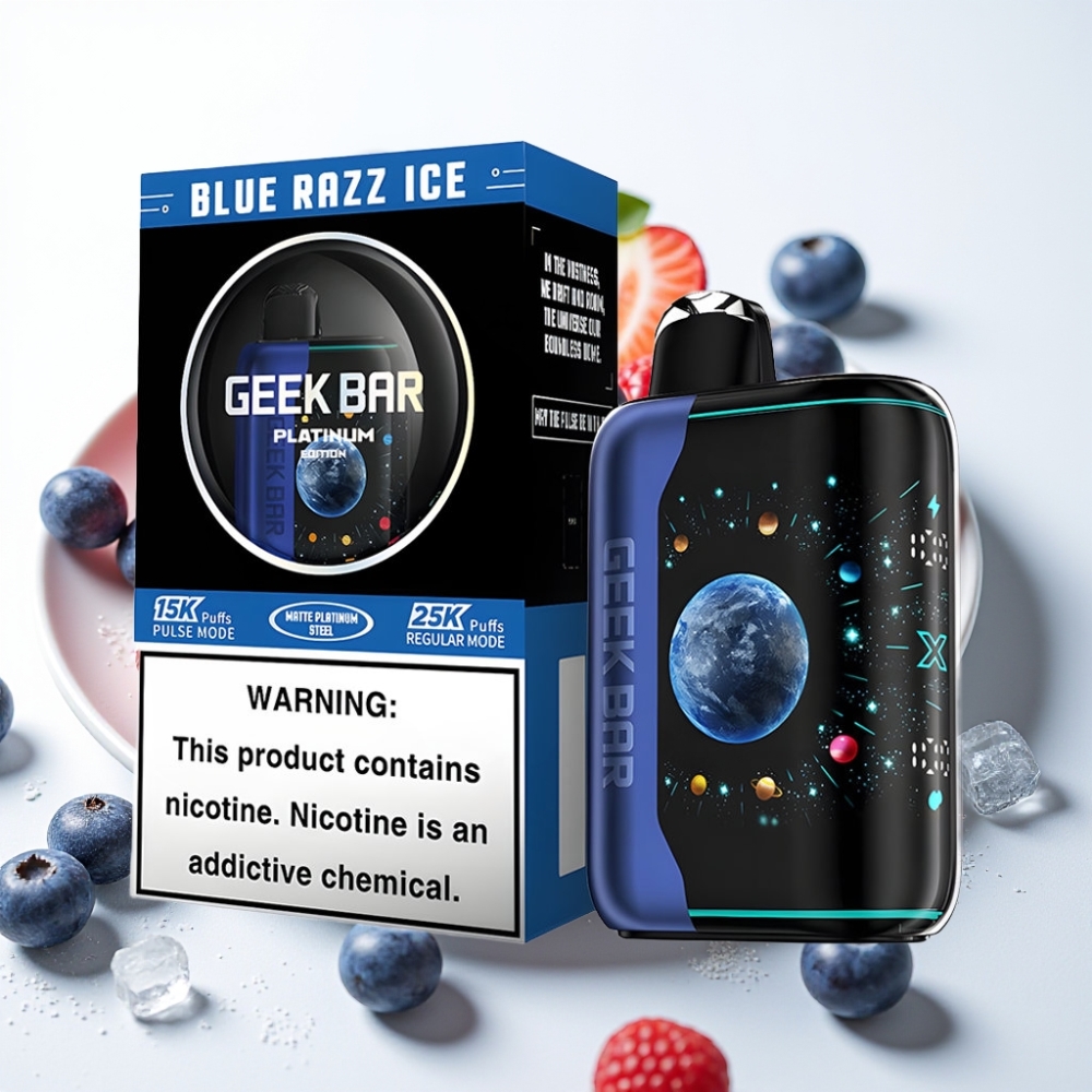 GEEK BAR Platinum 25000 Pufov Modra Malina Led in Dual Mesh Coil