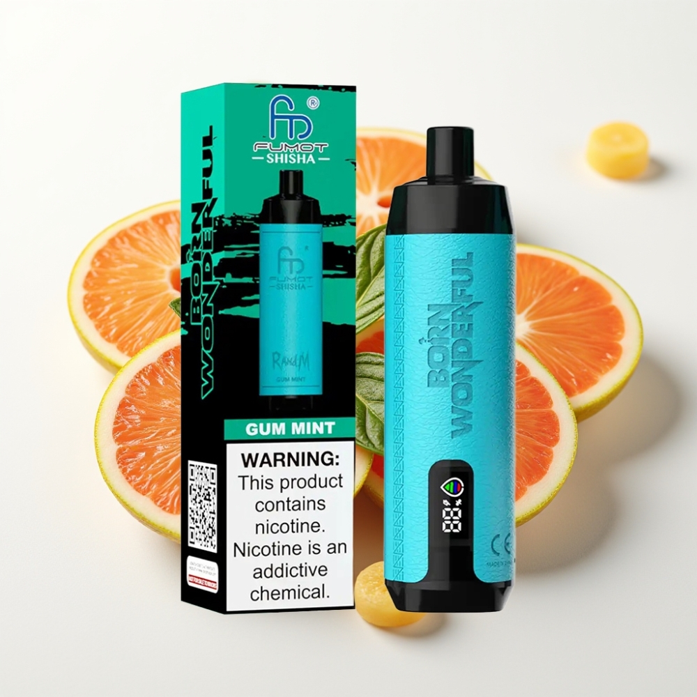 RandM Fumot Shisha 10000 Puffov 0.5% Nikotina Gum Mint