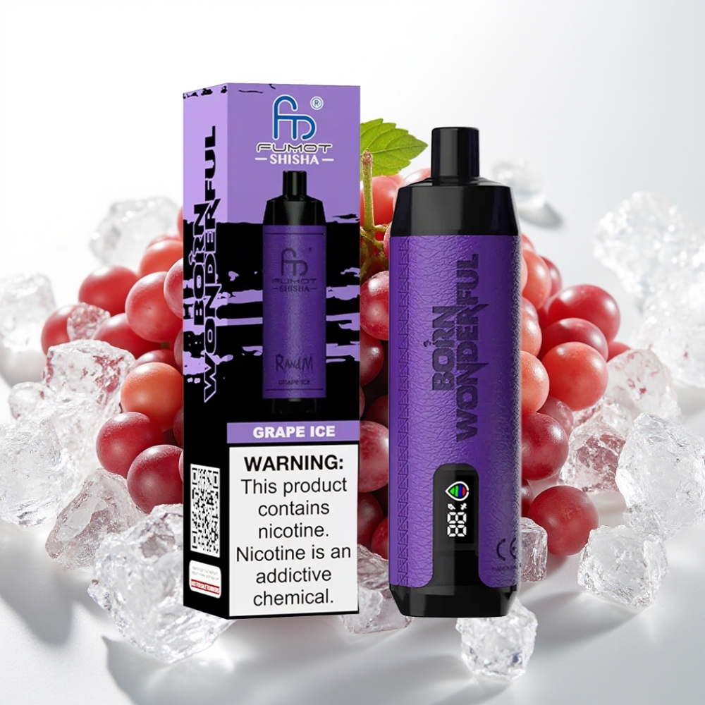 RandM Fumot Shisha 10000 Pufov 18ml E-tekočina Grozdni Led