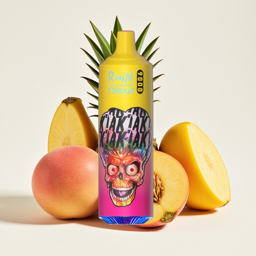 RandM Tornado 9000 Pufov in 18 mL Mešična Tuljava Peachy Mango Ananas