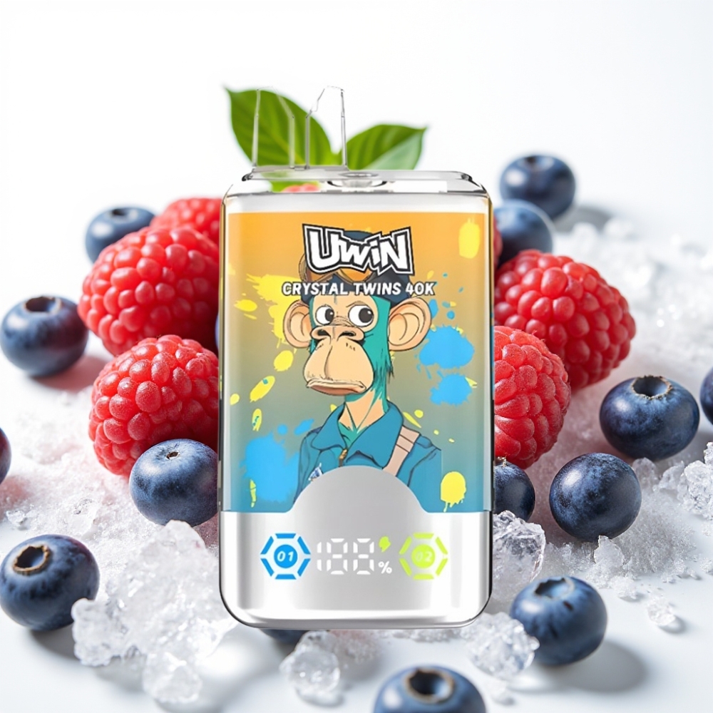 UWIN Crystal Twins 40000 Pofov in 0,6 Ohm Mrežasta Tuljava Borovnica Malina Češnja Led