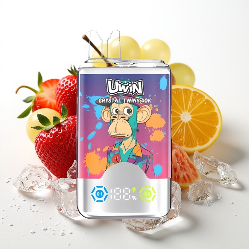 UWIN Crystal Twins 40000 Puffov in Dvojni Okus Jagoda Kivi Grozdje Led