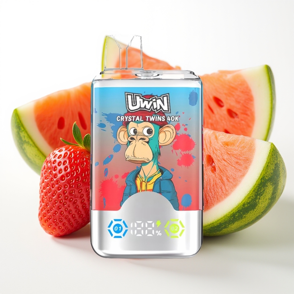 UWIN Crystal Twins 40000 Puffov in Dvojni Okus (Jagoda Lubenica Limeta)