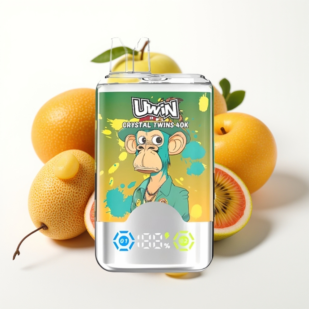 UWIN Crystal Twins 40000 Pufov Dve Okusi (Kivi Pasijonka Guava Dve Jabolki)