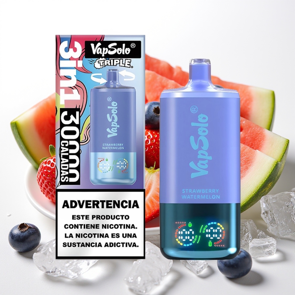 VapSolo Triple 30000 Puffov 40ml Jagoda Lubenika & Borovnica Led