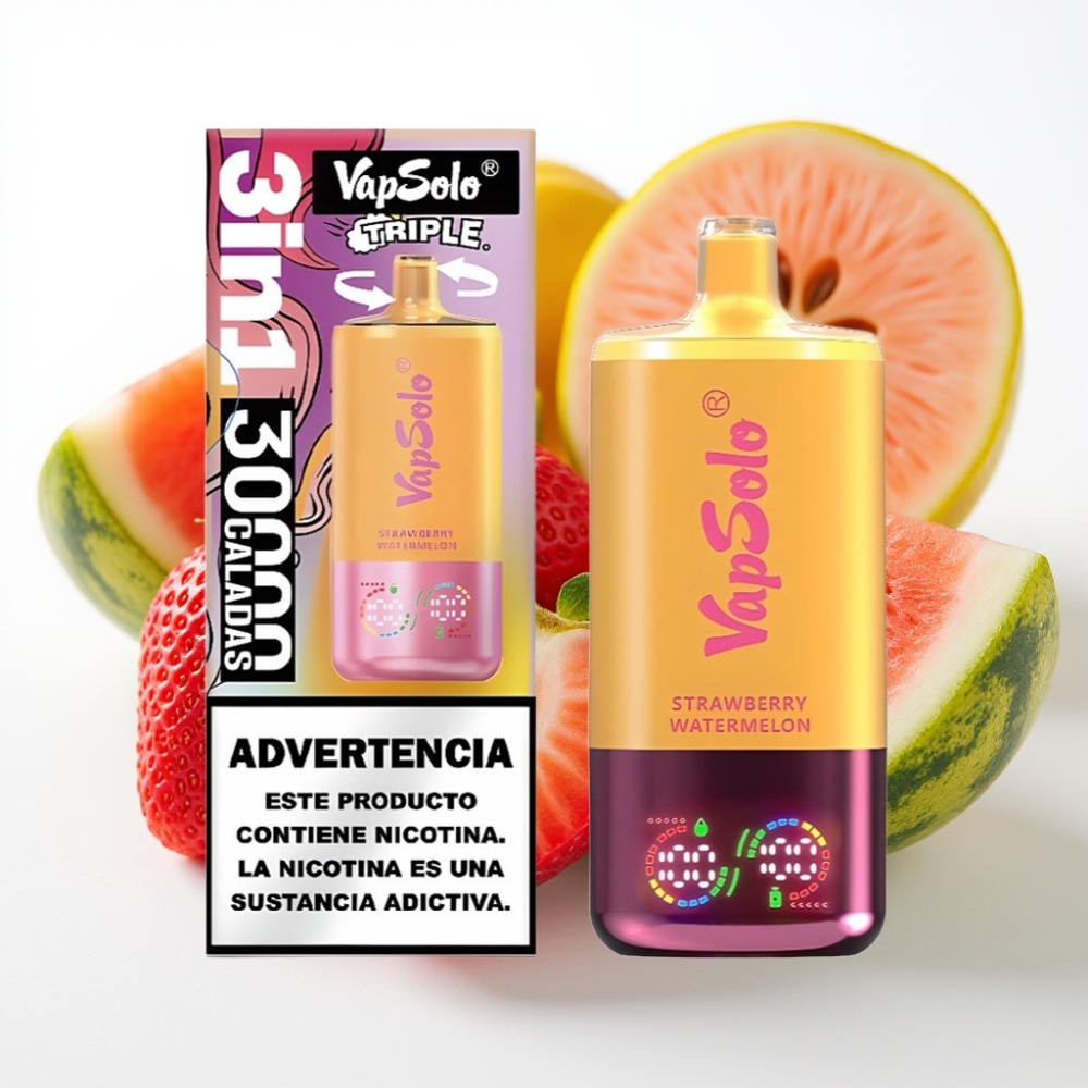 VapSolo Triple 30000 Puffs 40ml Jagoda Lubenica & Limona Breskeva