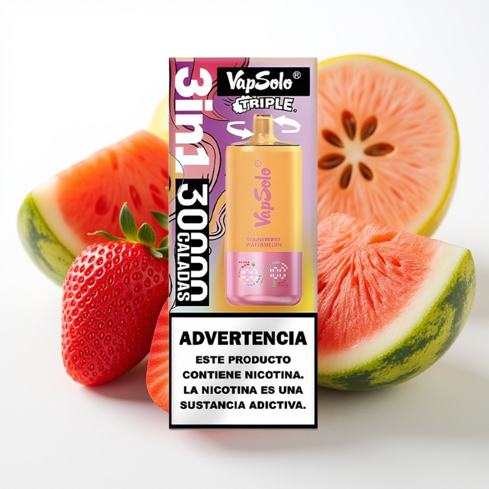 VapSolo Triple 30000 Puffs 40ml Jagoda Lubenica & Limona Breskeva