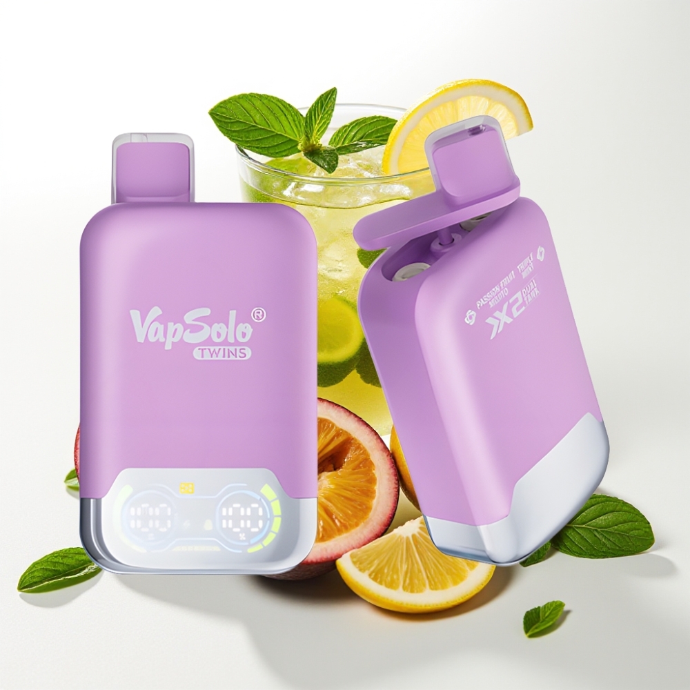 Vapsolo Twins 20000 Pofov Tip-C & 40 ml Marakuya Mojito & Trojna Meta