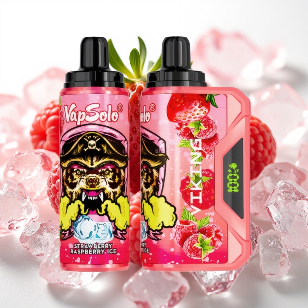 VapSolo VIKING 12000 Pufov 22ml Jagoda Malina Led