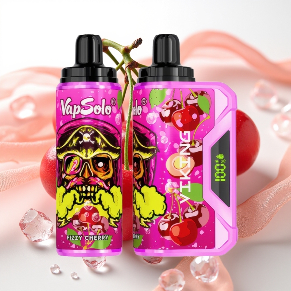 VapSolo VIKING 22ml 12000 Pihov Vape za enkratno uporabo Fizz Češnja